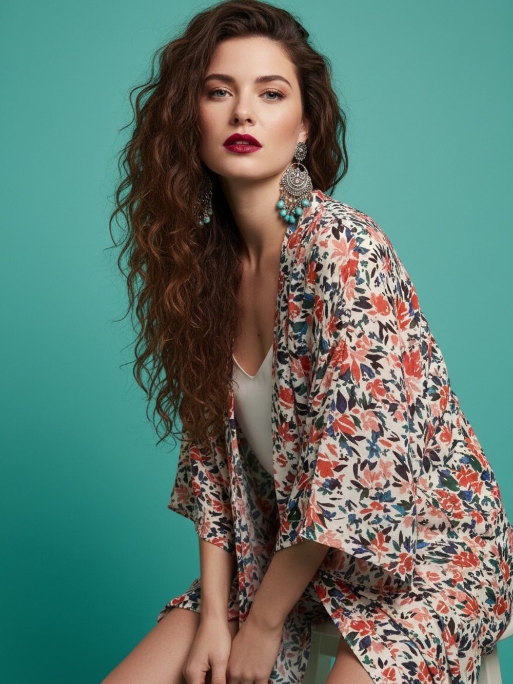In Every Story Floral Tie Front Coverup Cardigan Kimono Size 2X
